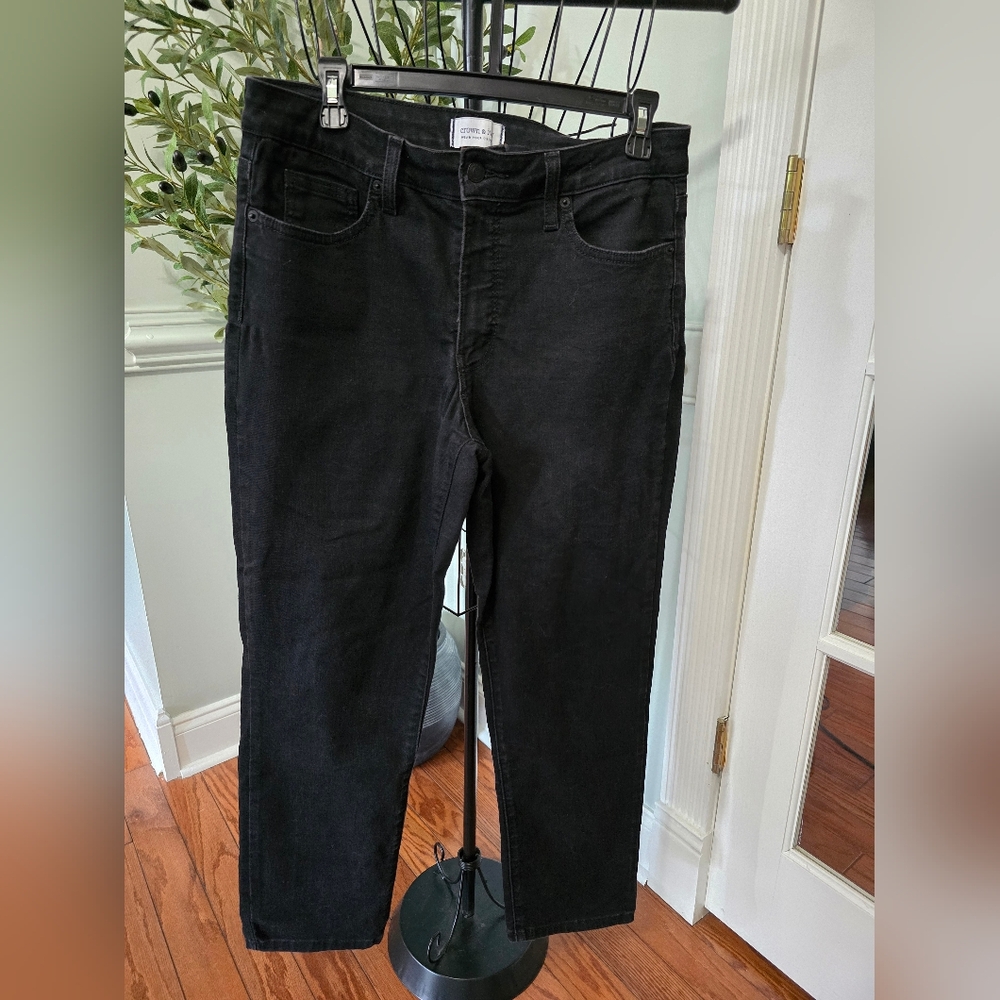 Crown & Ivy Solid Black Straight Fit Jeans Full-Length Denim